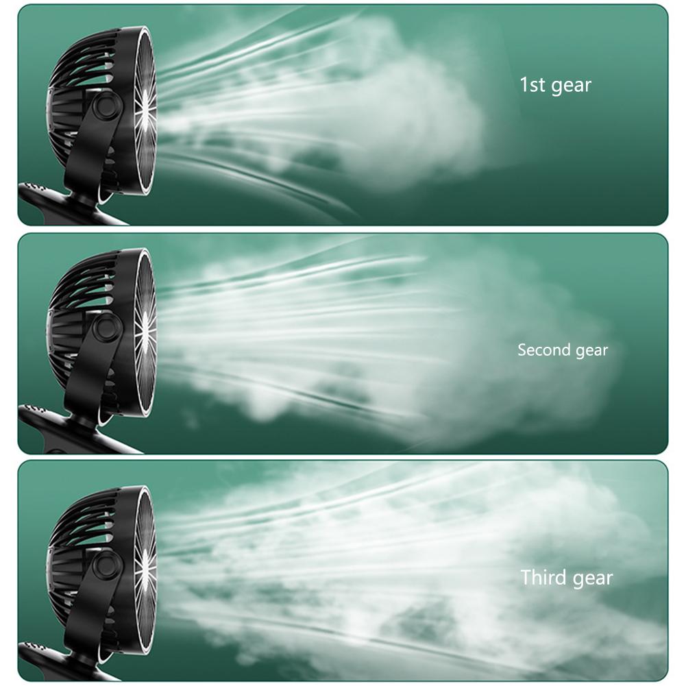 Automotive Electric Quiet Fan USB Charging Small Stroller Fan 360° Adjustable 3 Speeds Mini Hand Clip On Desk Fan For Home Desk