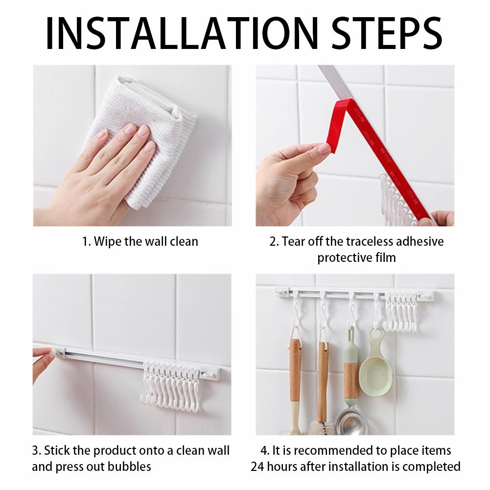 1/3 STÜCK Wandmontagehaken, Haushalt Multifunktionale Hängeregale mit Schiebehaken, Stanzfreies Aufbewahrungsregal für Küche Schrank