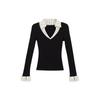 Women's School Style Knit T-Shirt: Peach Heart Design, Fake Two-Piece, Autumn/Winter Fashion