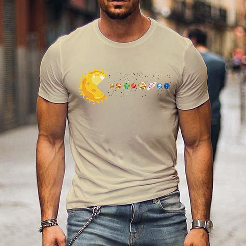 Solar System Funny Planet Sun and Astrology T-shirt Herr Kortärmad T-shirt för Herr Street Shirts Toppar Oversized Herr Tee Shirt