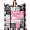 Inspirational Christian Quotes Patchwork Quilt Blanket with 'I AM A Child of GOD' Design, Soft Cozy Throw for Bed or Sofa, Perfe