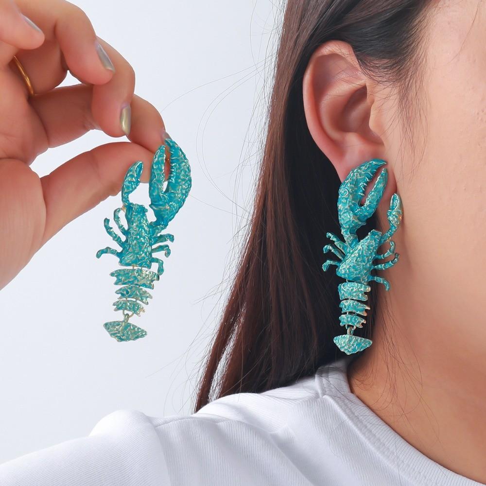 Pinkdudu Summer BOHO Ocean Shell Lobster Zinc Alloy Earrings Trendy Drop Earrings Women Jewelry PD2249
