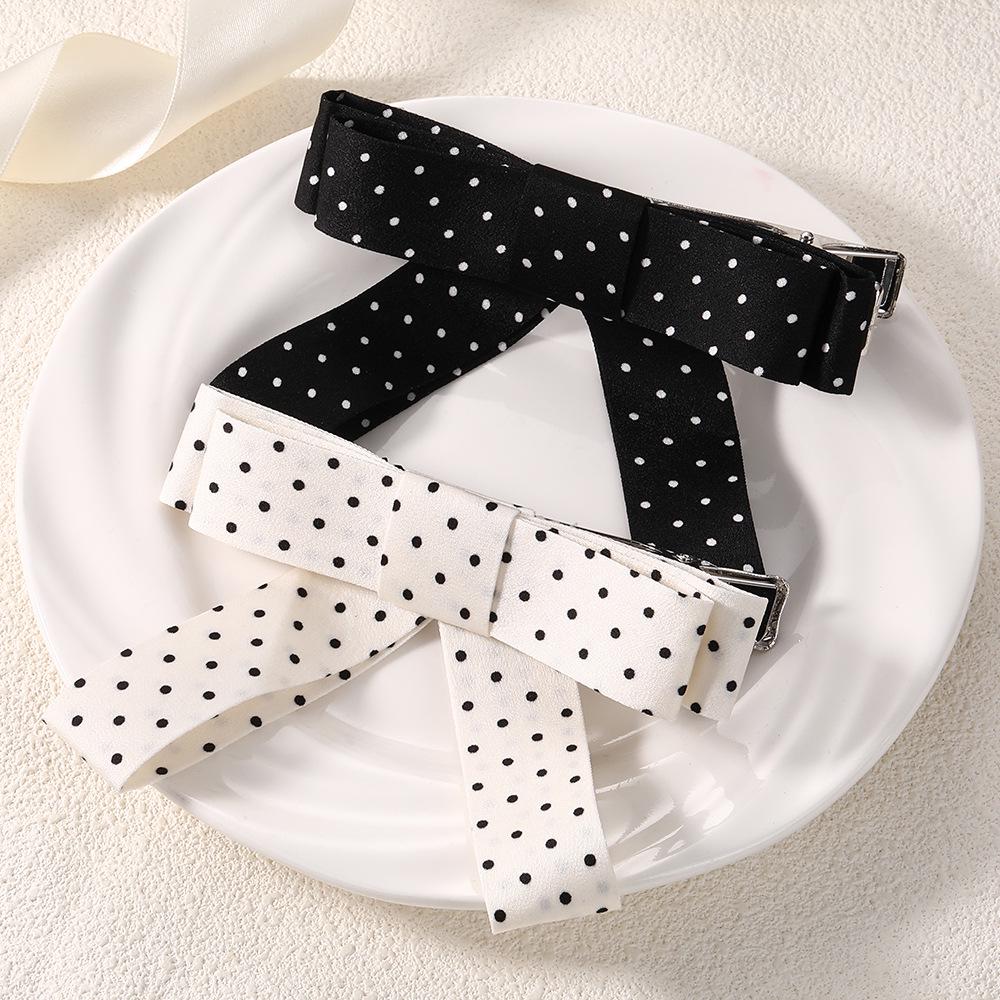 High-End Polka Dot Bow Hair Clip for Women - Gentle and Sweet Hairpin Accessory