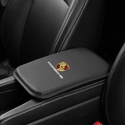Leather Car Emblems Armrest Box Pad Decoration Mat Accessories For Porsche Cayenne Panamera Macan Boxster 911 Carrera-GT 928 944