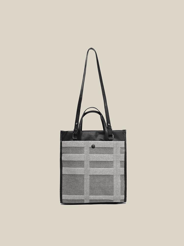 

Korean fashion splicing canvas bag bag 2025 new high-end large-capacity tote bag commuter versatile shoulder bag чорний