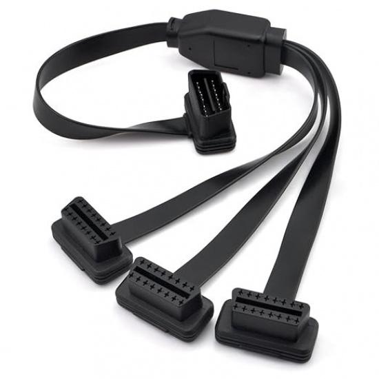 OBD2 OBDII 1 to 3 Ultra Low Profile 16 Pin Male to Female Y Splitter Cord Diagno