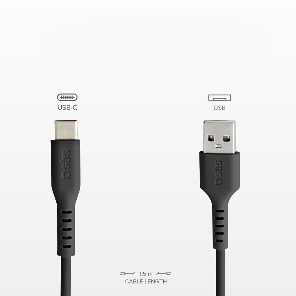 Cabo USB-A para USB-C 1,5 m - preto