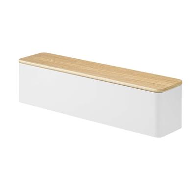 Yamazaki Jitsugyo 5406 Cutlery Case with Dust with Dividers Lid, Long, Natural, Approx. 32.7X7.5X8cm, Prevention,