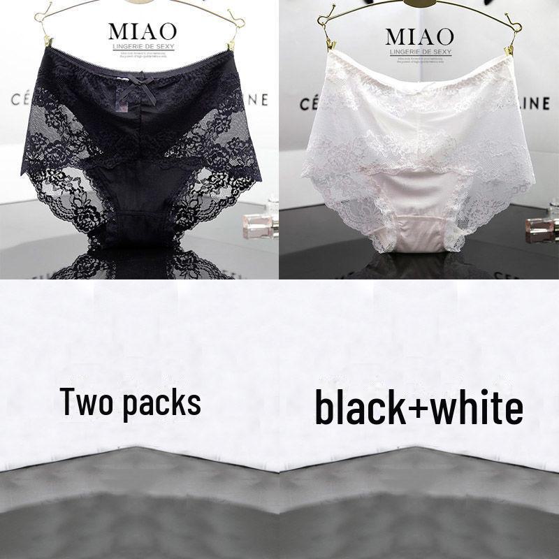 

4 пары кружевных трусиков с высокой талией для женщин больших размеров, черные, ажурный дизайн, модальная ткань, средняя талия, подходят для веса до 200 фунтов. XXL (150-200 jin)