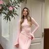 2025 Cross-border European and American Autumn New Round Neck Long-sleeved Lotus Leaf Sleeve Pleated Inner Tight Top Hip Skirt