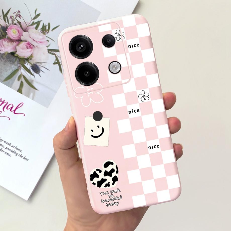 For Xiaomi Redmi Note 13 Pro 5G Phone Case Cow Print Checkered Pattern Soft Liquid Silicone Funda For Redmi Note 13 4G Pro+ Plus