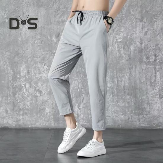 Pantaloni de vară pentru bărbați, cu buzunare întărite, cu cordon în talie, design casual, culoare solidă, pantaloni drepți