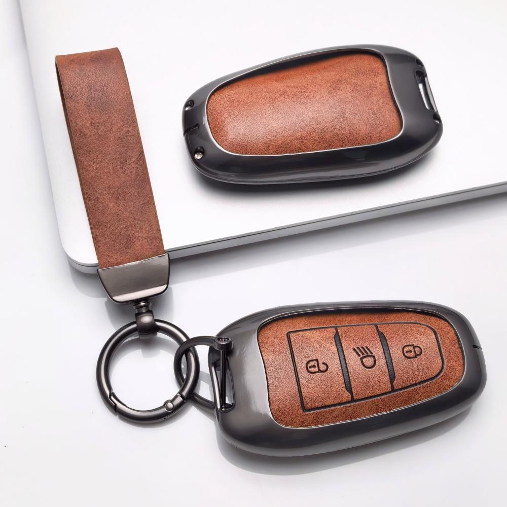 Zinc Alloy Leather Car Key Case Cover For Peugeot 208 2008 308 3008 508 408 307 4008 Citroen C3 C4 C5 C6 C8 Keychain Accessories