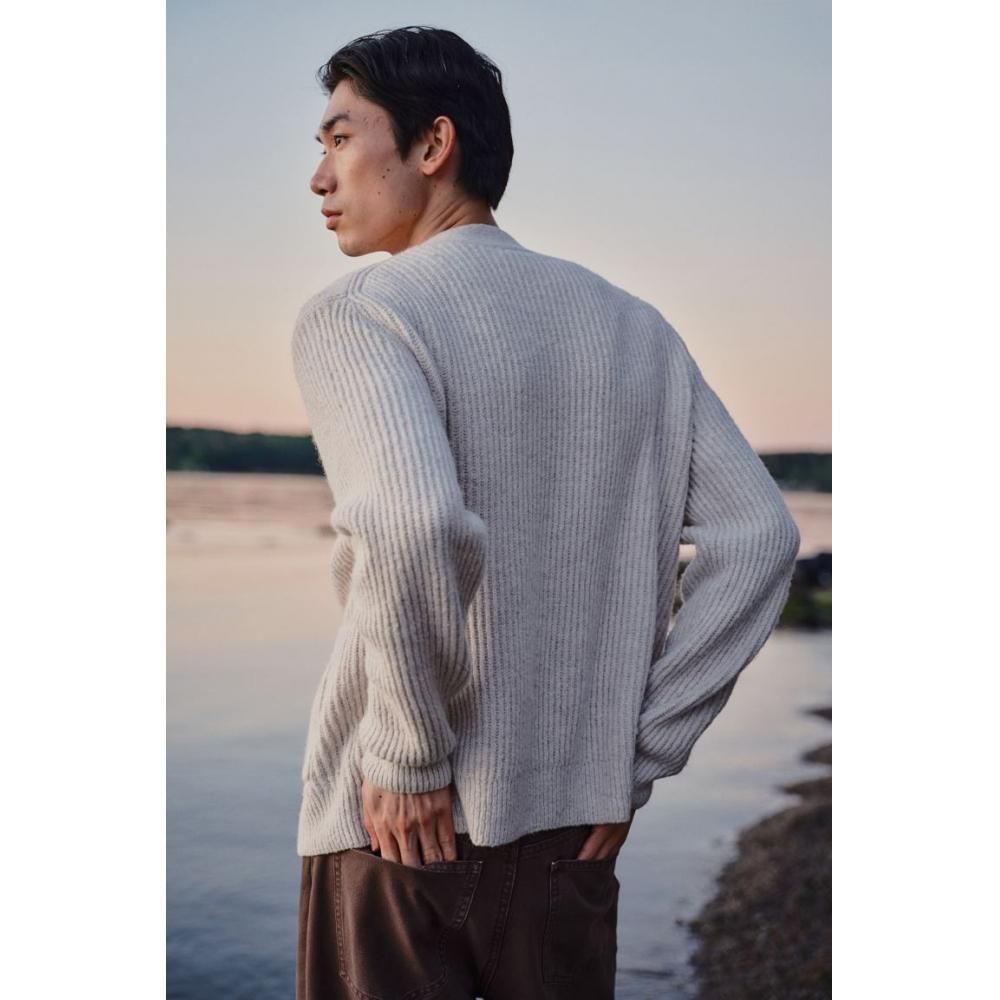 H M Ribbed Knit Cardigan Regular Fit ligHt Beige