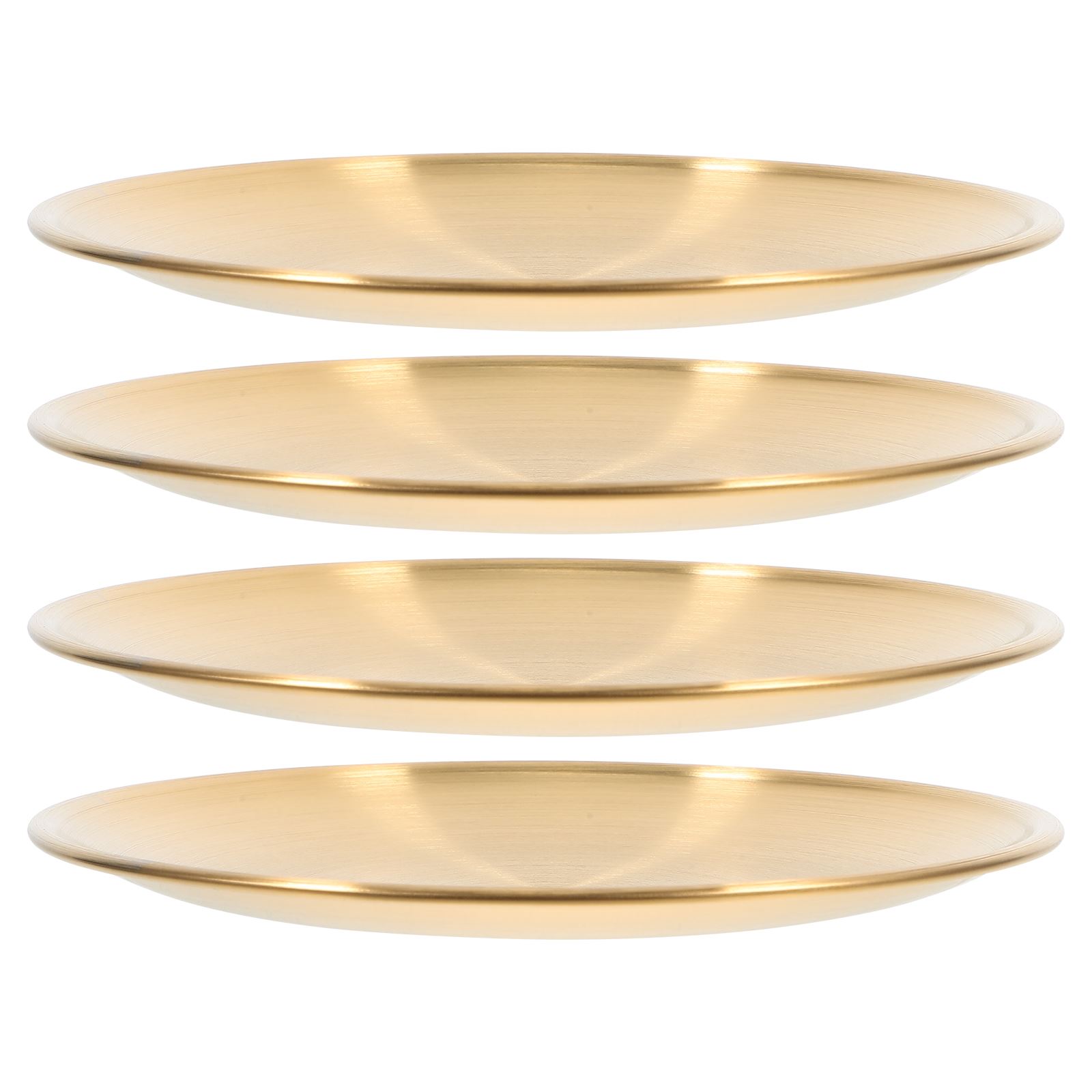 

4 шт. Золотые круглые тарелки из нержавеющей стали для ужина, салата, фруктов, металлическое походное блюдо для закусок, декоративное косметическое украшение, блюдо 14.00X14.00X1.00CM