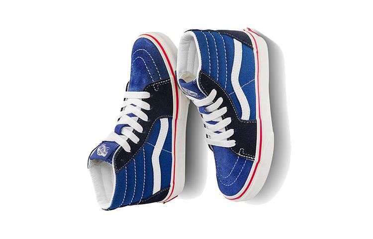 Vans SK8 Slip Resistant Abrasion Resistant High Top Kids' Skateboarding Shoes Blue Black Children Aged 3 7 Years Old VN0A4BUW2ND