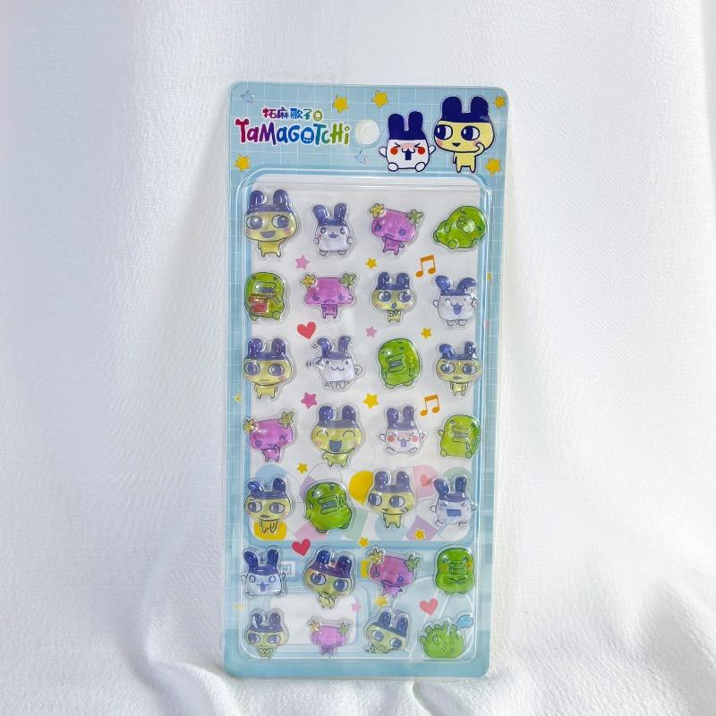 2Pcs Tamagotchi 3D Solid Cartoon Relief Fun Stickers - Crystal Diamond Resin Decals For Kids Girls Diy Decoration