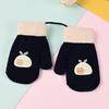 Baby Winter Gloves Cute Cartoon Thick Plush Knitted Mittens Outdoor Cold-proof Kids Boys Girls Full Finger Gloves With Ropes