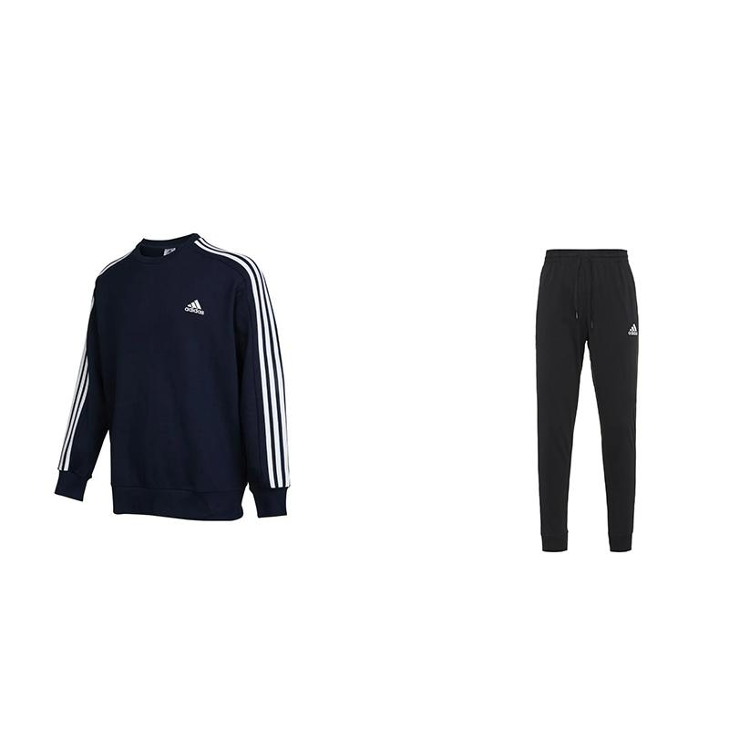 

Adidas Полосатый свитер с круглым вырезом и длинными рукавами, трикотажные брюки с манжетами, повседневный спортивный комплект IC9318+-GK9226 M