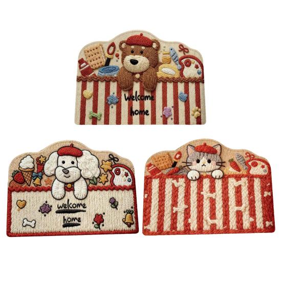 Cartoon Animal Welcome Doormat Cute Cat Dog Bear Entrance Rug Non-Slip Absorbent Floor Mat for Bathroom Bedroom Kitchen Doorway
