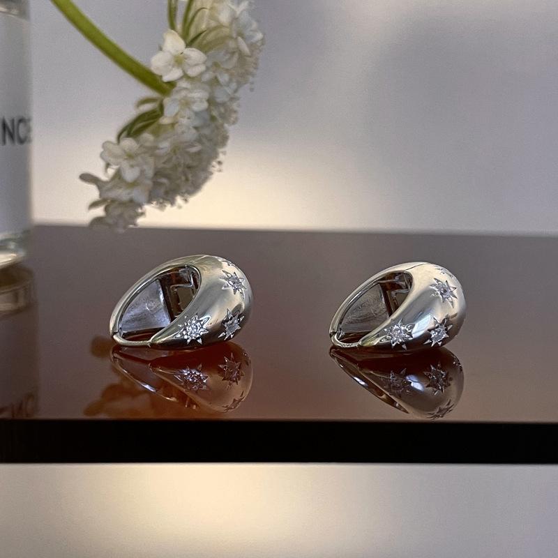 Simple Geometric Frosted Earrings Female Cold Wind Temperament Earring Buckle Niche Hundred with Earrings Affordable Dainty Earrings Daily Wear
