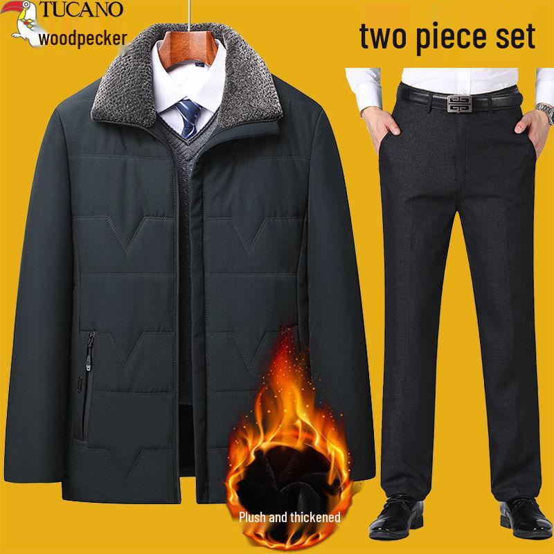 Men's Fleece-Lined Cotton Jacket for Middle-Aged & Elderly - Warm Outfit for 50+ Dads & 70+ Grandpas