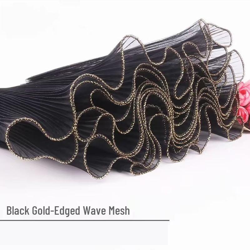 Korean Pearl Ruffle Gauze Floral Bouquet Wrapping Material - Pleated Mesh Wave Gauze