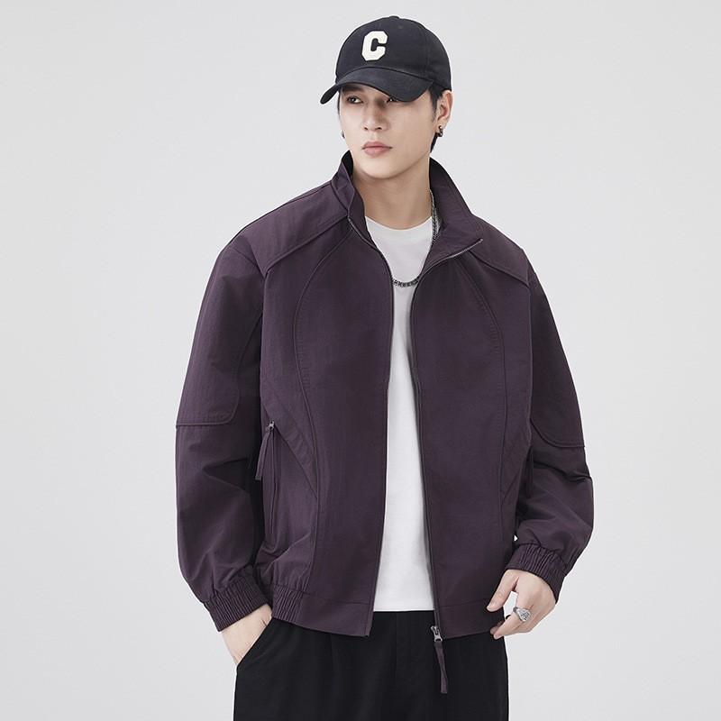 Mens Stand Collar Jacket 2026 Streetwear Loose Fit Casual Workwear Coat