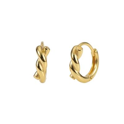 Silver 925 Twisted Mini One-Touch Ring Earrings