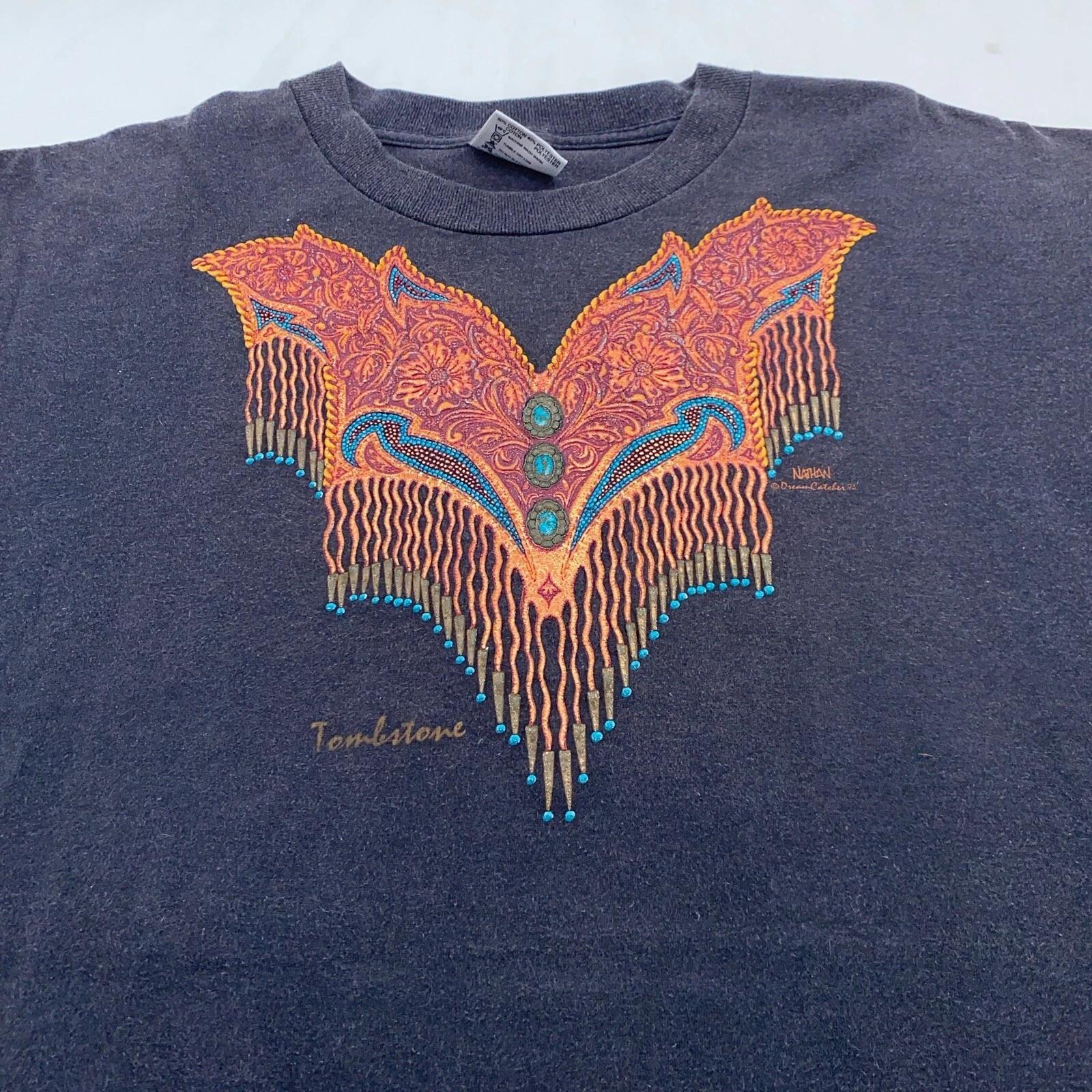 vintage 90s TOMBSTONE ARIZONA NATIVE AMERICAN T-Shirt XL turquoise art S