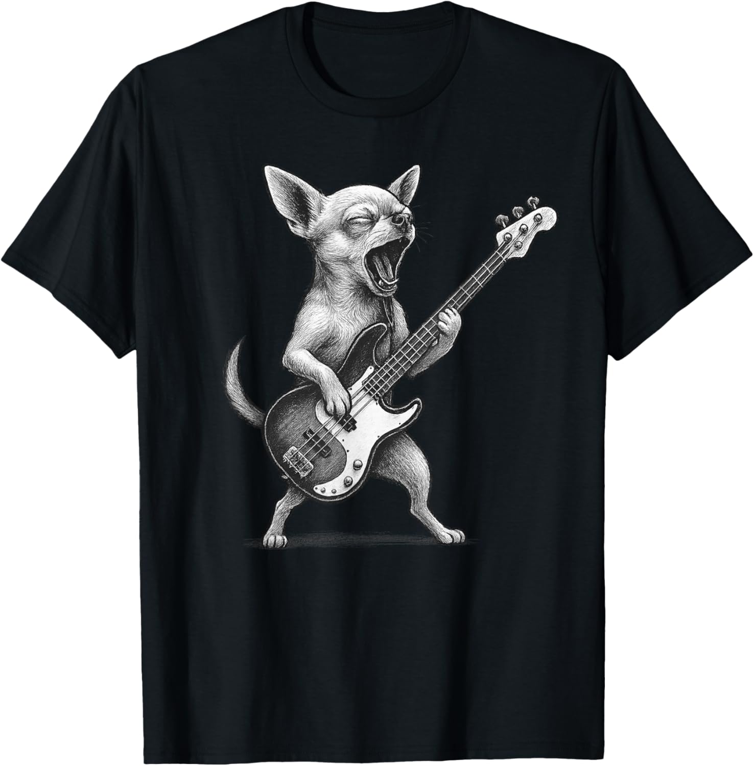 

Chihuahua Rock Bass Guitarist Musician Graphic Tee Casual Mens TShirt - Men s Summer Cotton Graphic Tee S разноцветный