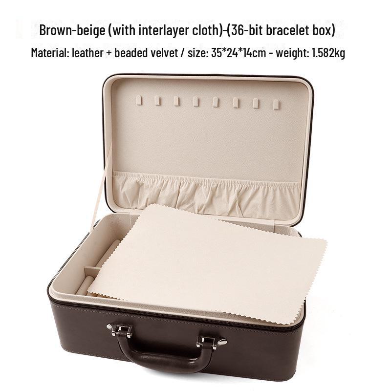 Multi-Bracelet Jewelry Storage Box with Ring, Necklace, and Bracelet Display