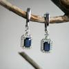Серебряные серьги с натуральным сапфиром 3.628ct, фианитами (2202653)