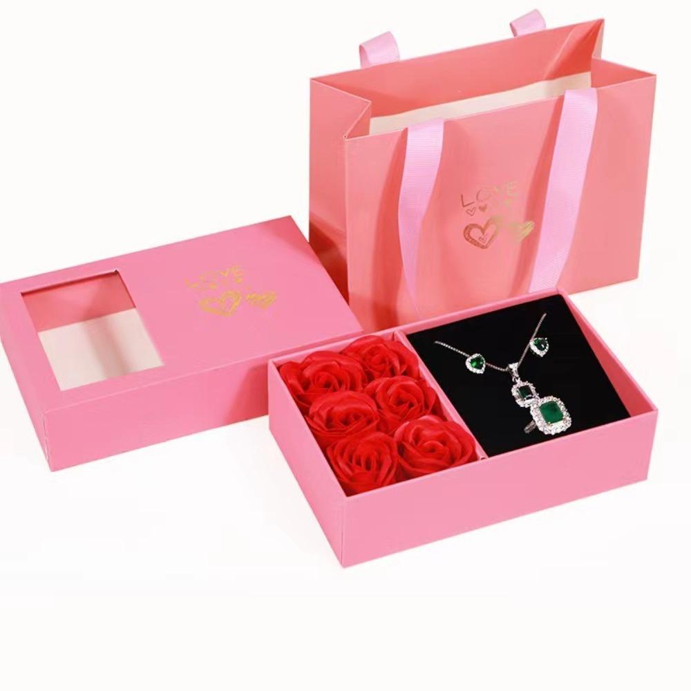 Window Opening Ring Box Eternal Flower Jewelry Gift Packaging Box  for Wife Mom Girlfriend