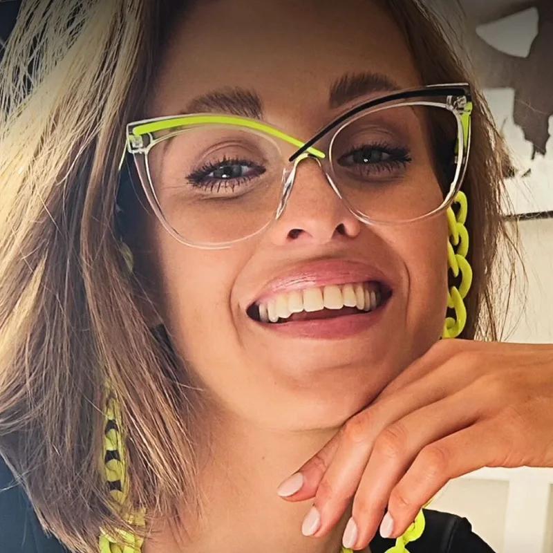 Mode Cat Eye Herren Damen Brillenrahmen Kunststoff Blaulichtfilter Brille Brillengestell Weiblich Unisex Computerbrille