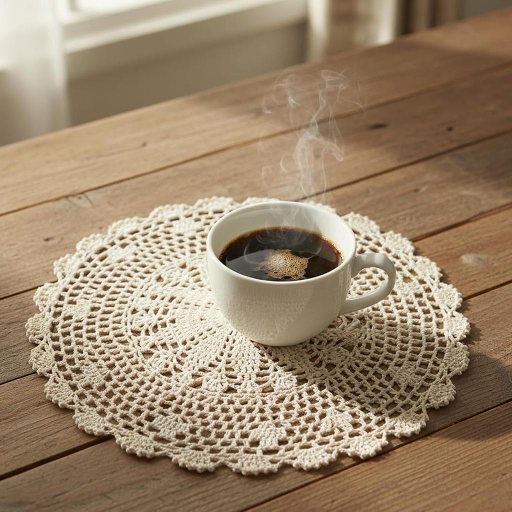 Crochet Doilies, 15.7 Inch Large Cotton Doilies for Tables Round Handmade Lace Placemats Vintage Knitted Tablecloth for Home Kitchen Dining Room