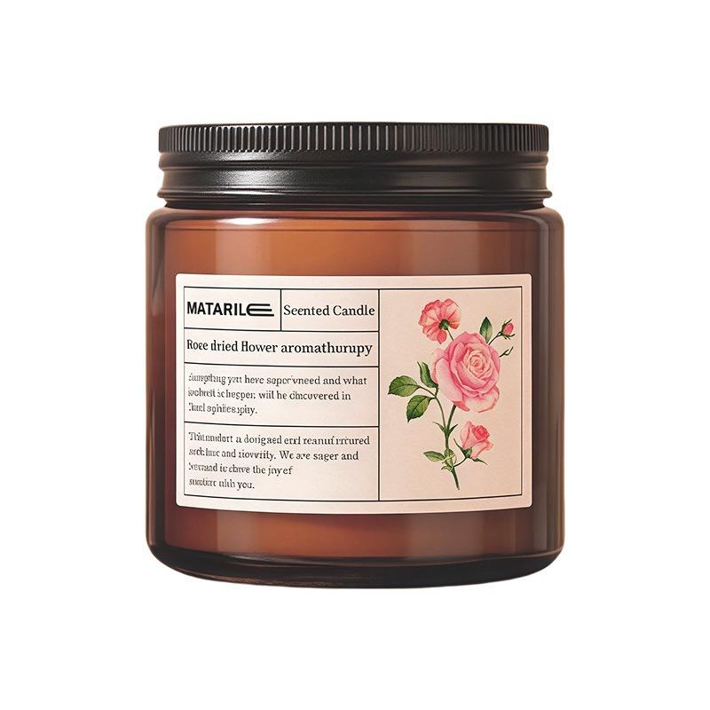 Retro Dried Flower Scented Candles, Rose Petals, Home Bedroom Plant Essential Oil, Long-lasting Fragrance, Romantic Gift