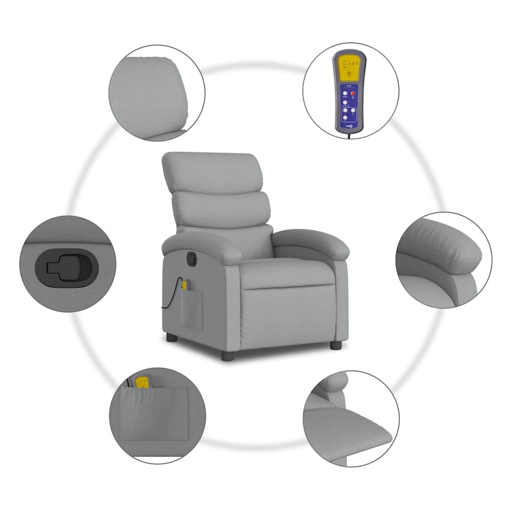 Massage Chair Light Gray Fabric