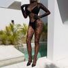 Sex Underwear Sexy Long Sleeve One-piece Mesh Socks Mesh Closed Crotch Perspective
