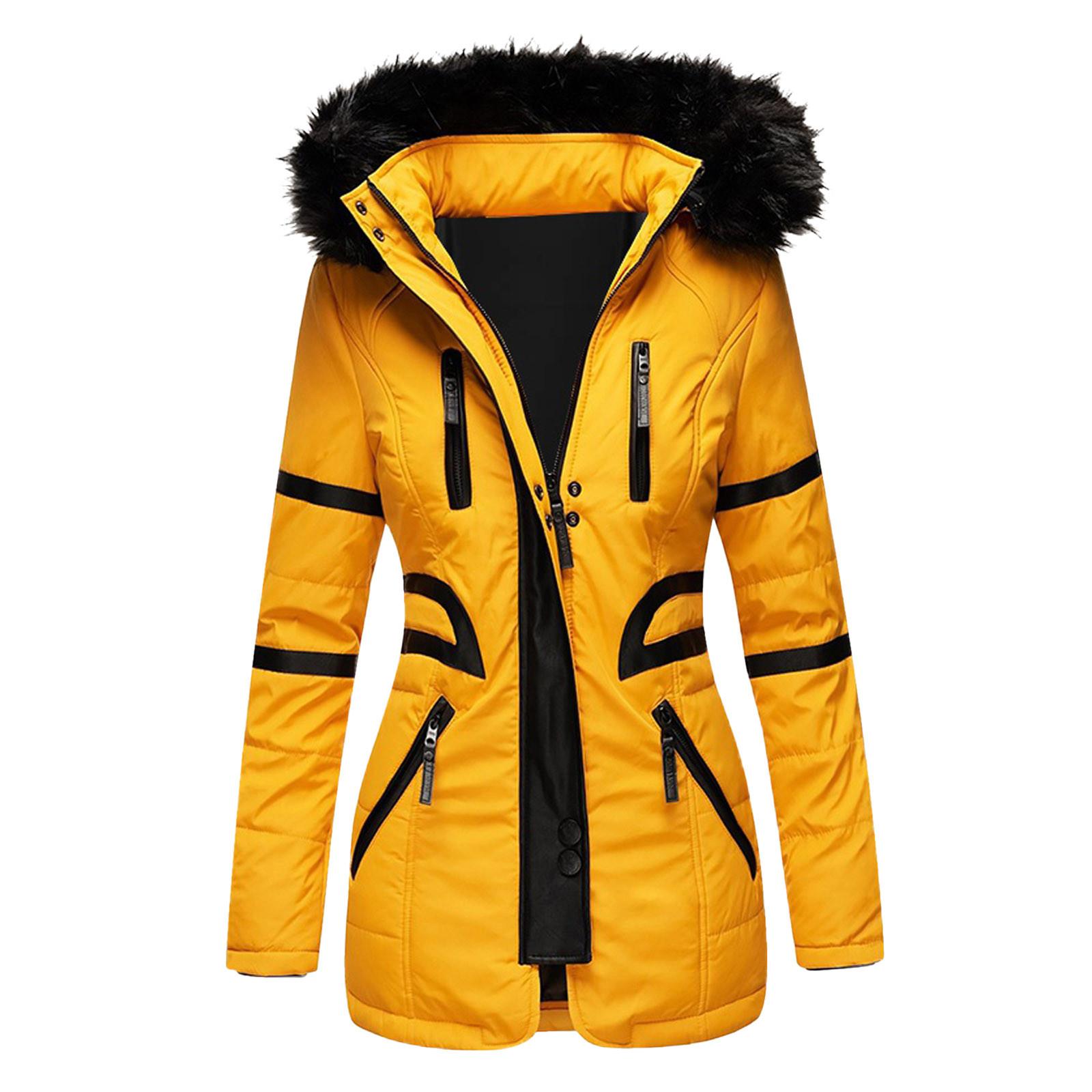 

QUT Womens Warm Coat Jacket Outwear Тренч на меховой подкладке Зимнее толстое пальто с капюшоном L