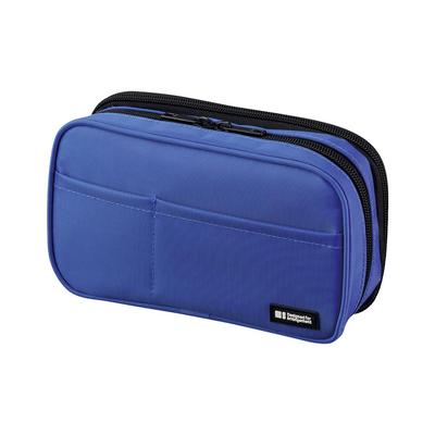 LIHIT LAB Pen Case, Book Type, Double, Blue, Overseas Model A7555-108