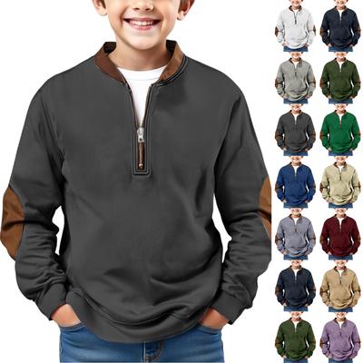 Kids Sweatshirt Boys Long Sleeve Shirts  Soild Casual Pullover Shirt Outdoor Fall Clothes For Teen Boy