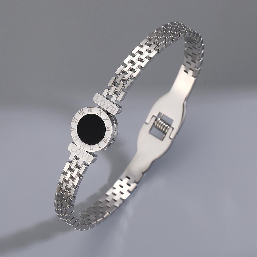 

2024 Гарячий тренд Срібний браслет-бенгл з титанової сталі з діамантами для жінок