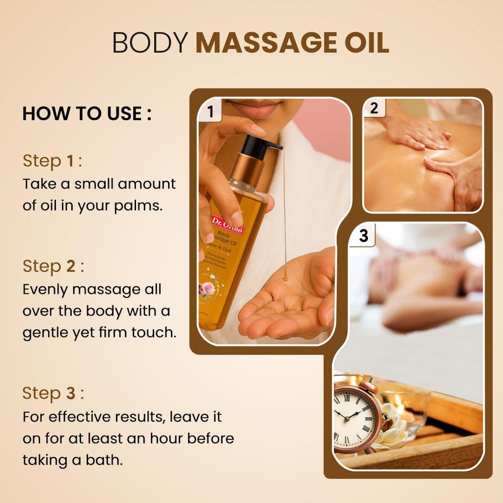 Dr.Ortho Rose & Oud Body Massage Oil 250ml Pack of 1 | Relaxing Aromatic Oil for Muscles & Skin
