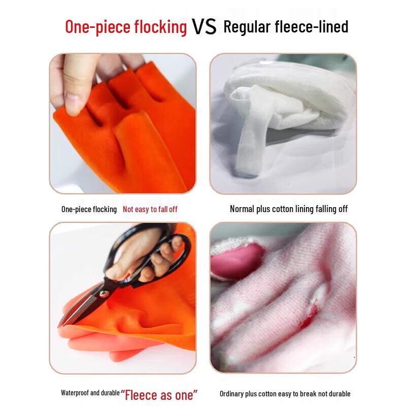 Qiaoyi Warm Fleece-lined Household Rubber Gloves