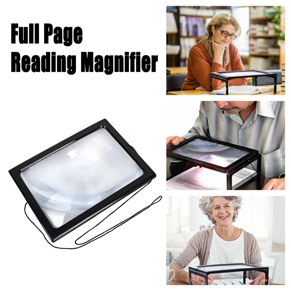 

4 LED Lights 3X Magnifying Glass A4 Size Full Page Reading Magnifier Needlework