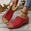 Summer new large size sandals platform fish mouth sewing line women's slippers crocodile pattern PU women's slippers