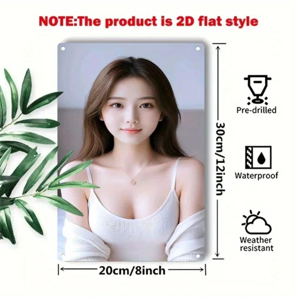 ShineArt Decoração de Parede em Metal Porta-Retrato de Retrato Feminino Vintage, Beleza Coreana Escritório em Casa Café Instalação Sem Ferramentas Presente