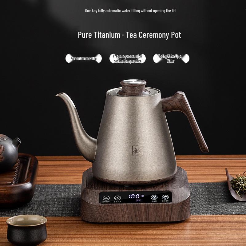 Pure Titanium Self-Watering Electric Kettle with Bottom Water Inlet for Tea Brewing – Insulated Single Kettle for Integrated Tea Table