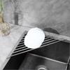 Roll Up Triangle Dish Drying Rack Kitchen Sink Organizer Corner Over The Sink Sponge Rag Holder Foldable Stainless Steel Drainer